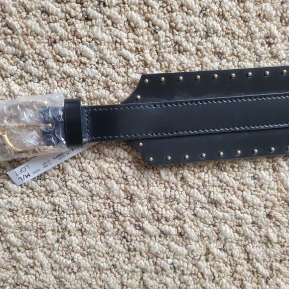 Loft black leather, gold studded, waist belt in size M/L NWT - Picture 3 of 9